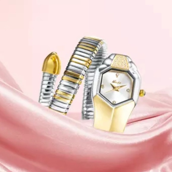 NEW Adrian Balboa Talia Shire Rocky IV Serpentine Snake Watch Gold/Silver White main image 8